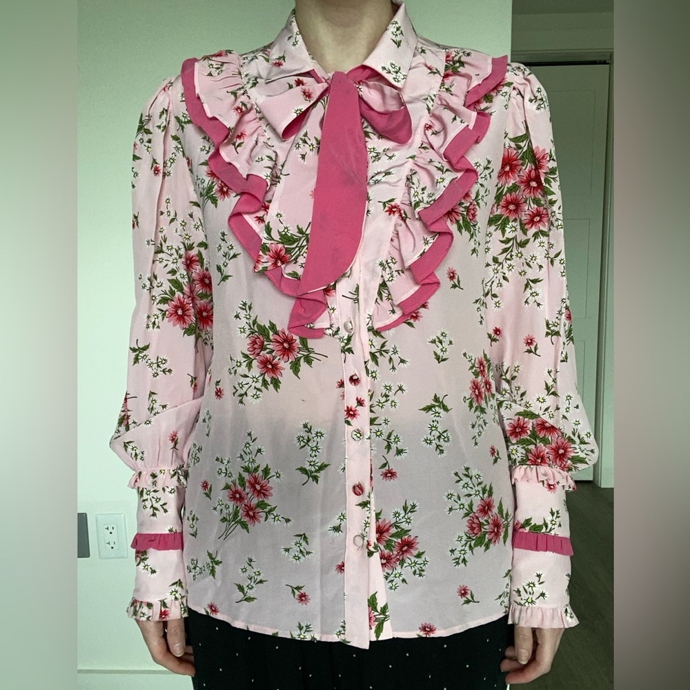 Rodarte Pink Daisy Silk Blouse